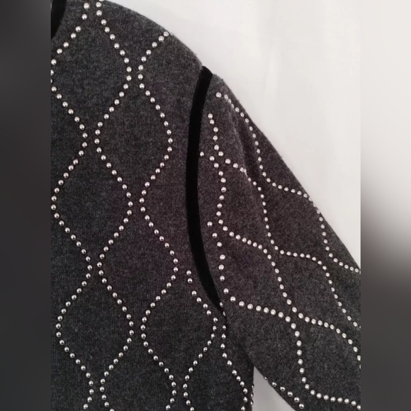 Alexander Wang Wool Cashmere Studded Sweater Pullover Gray Quilted Sz M - Picture 4 of 11